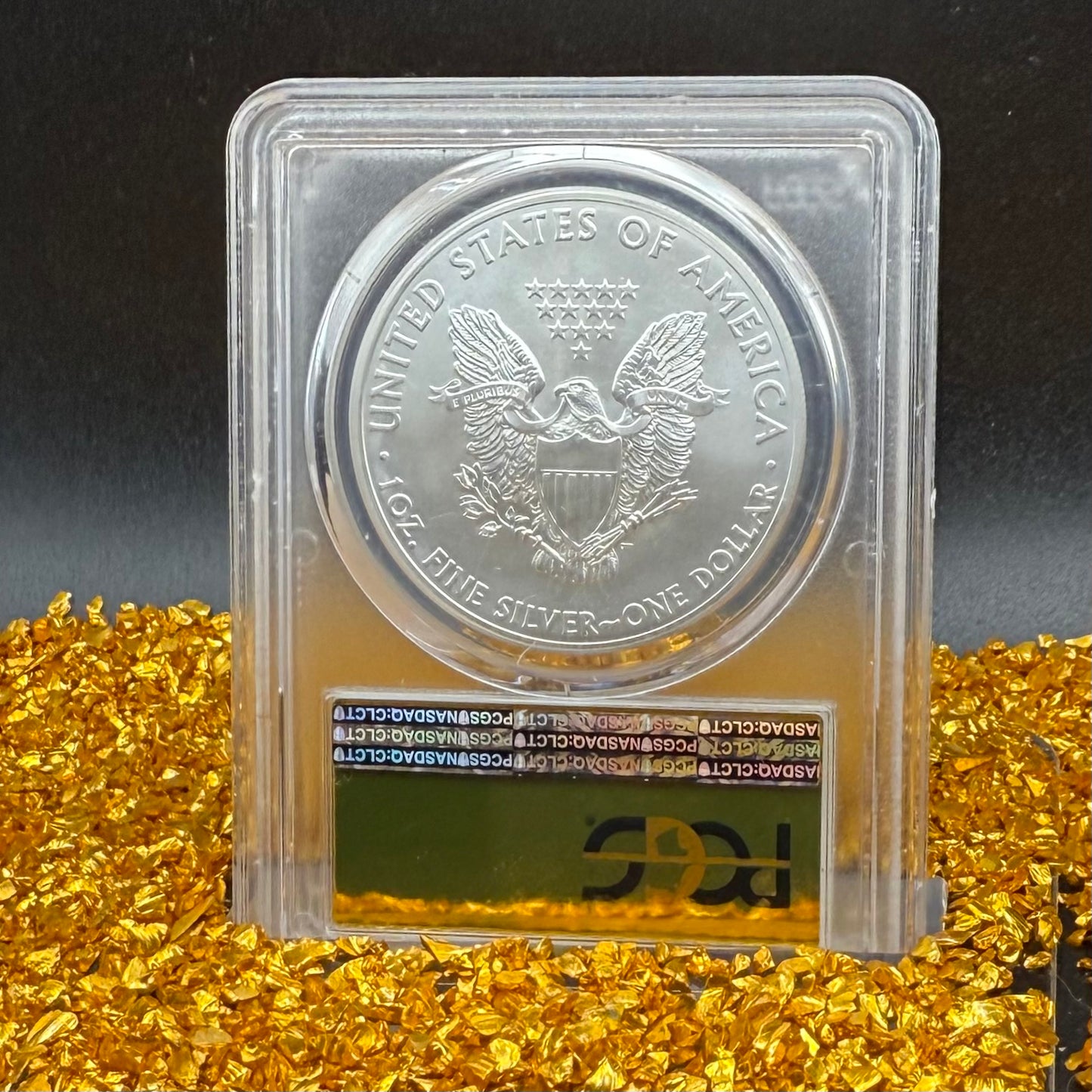 2013 $1 (S) American Silver Eagle PCGS MS70 San Francisco Struck Gold Foil Label (1 of 2,013)