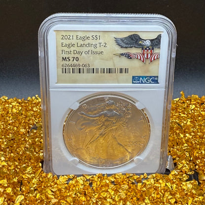 2021 $1 American Silver Eagle NGC MS70 Type 2 FDOI Mint Condition