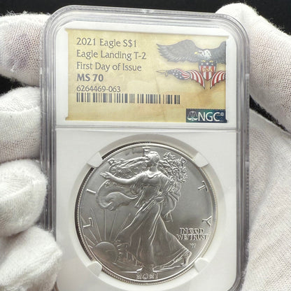 2021 $1 American Silver Eagle NGC MS70 Type 2 FDOI Mint Condition