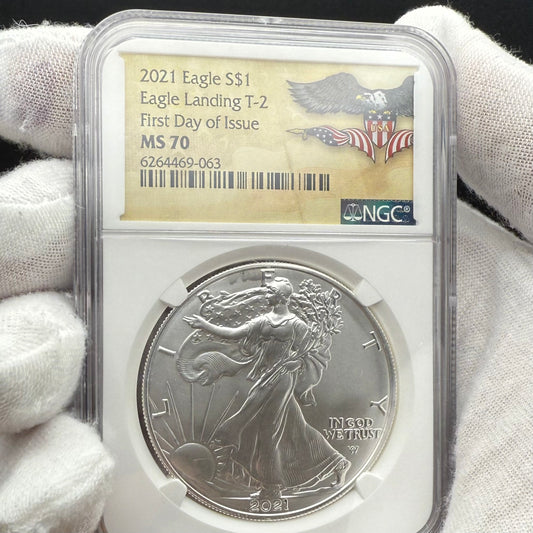 2021 $1 American Silver Eagle NGC MS70 Type 2 FDOI Mint Condition