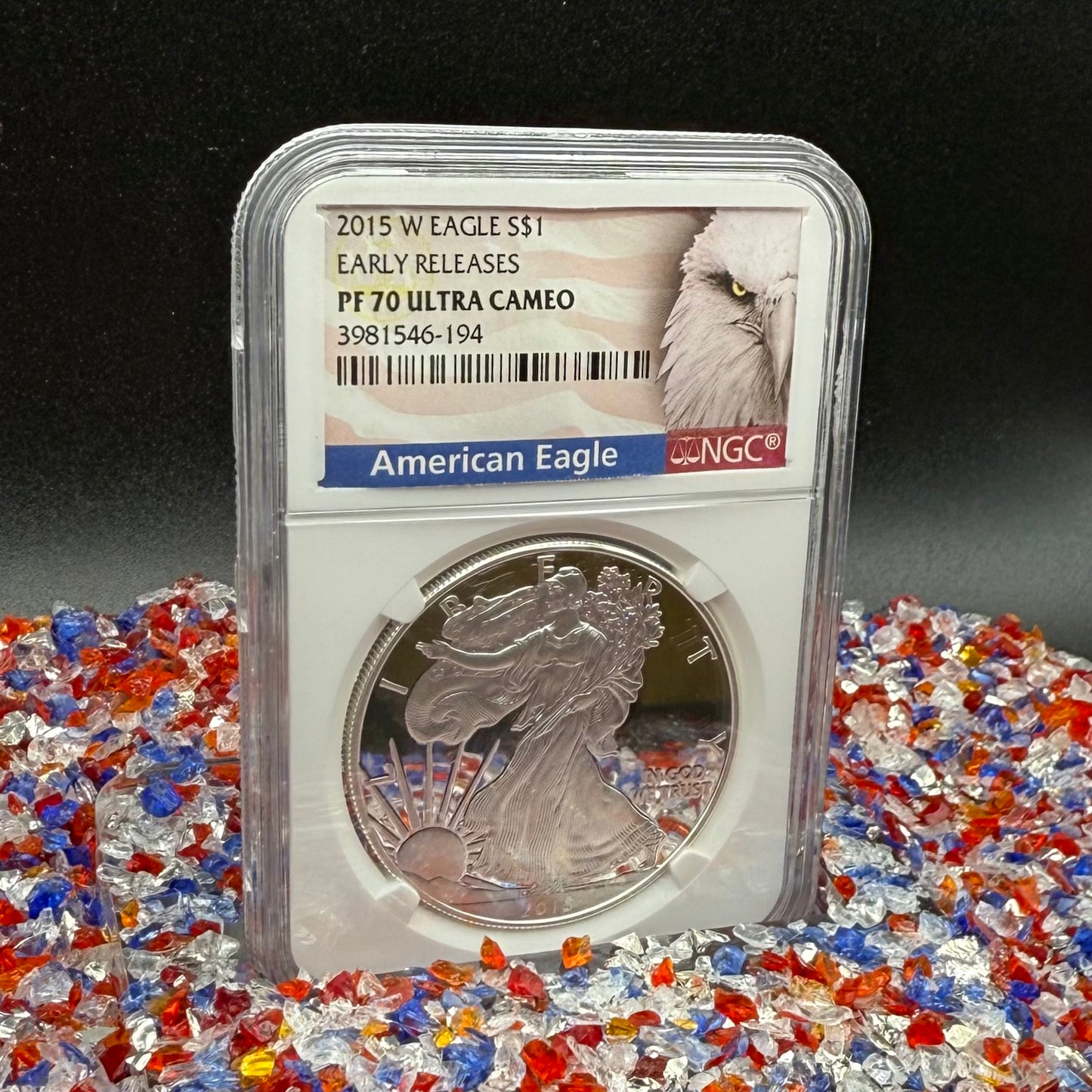 Proof 2015 (W) $1 American Silver Eagle NGC PF70 Early Releases Eagle Label Mint Condition (1 of 9,213)