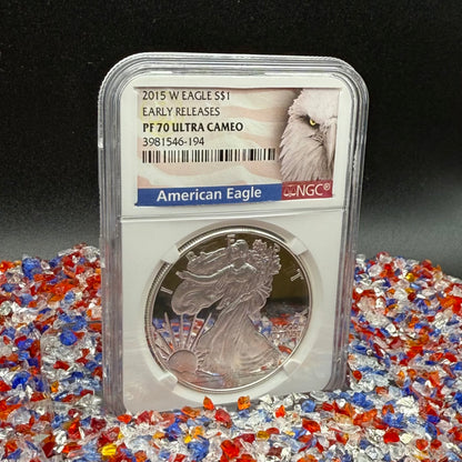 Proof 2015 (W) $1 American Silver Eagle NGC PF70 Early Releases Eagle Label Mint Condition (1 of 9,213)