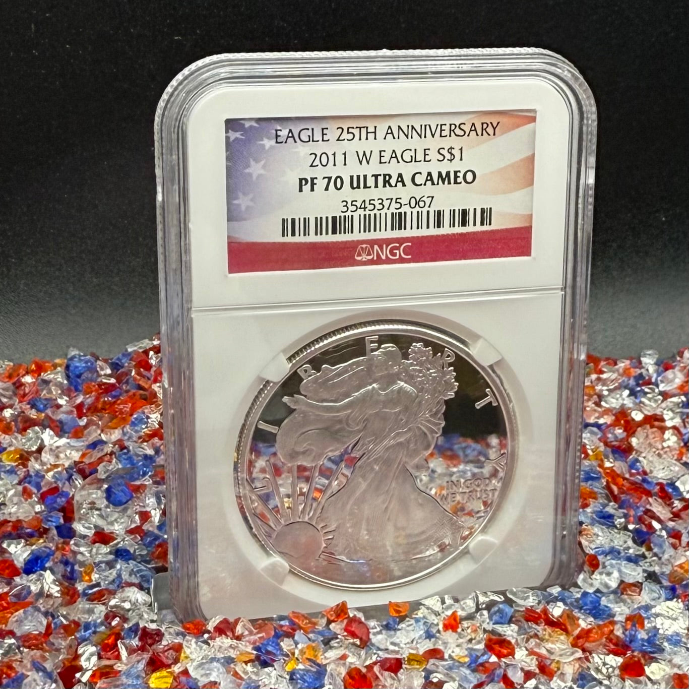 Proof 2011 (W) $1 American Silver Eagle NGC PF70 American Flag Label Mint Condition (1 of 9,295)