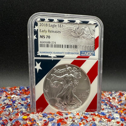 2018 $1 American Silver Eagle NGC MS70 Early Releases Ultra Rare Holder & Label Mint Condition
