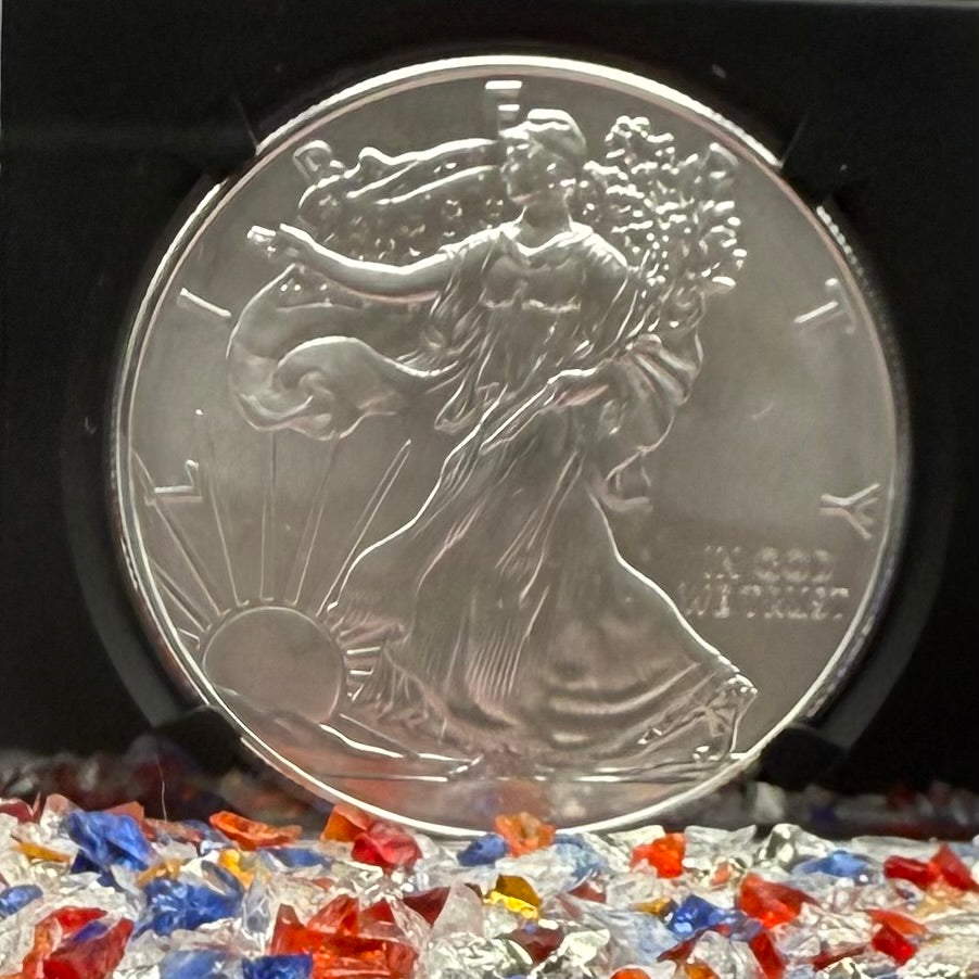 Burnished 2018 (W) $1 American Silver Eagle NGC MS70 Early Releases American Eagle Flag Label (1 of 3,383)