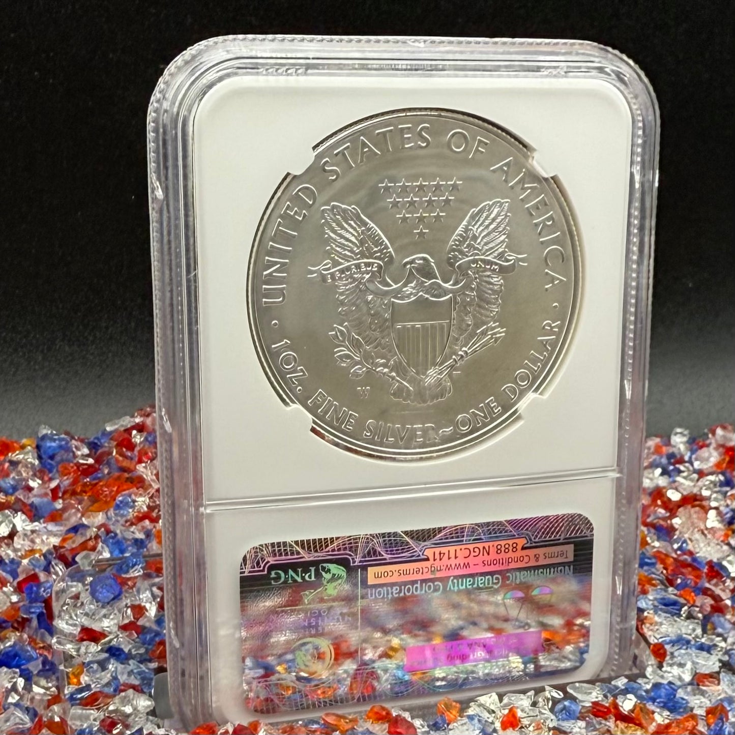 Burnished 2014 (W) $1 American Silver Eagle NGC MS70 Early Releases American Flag Label (1 of 6,552)