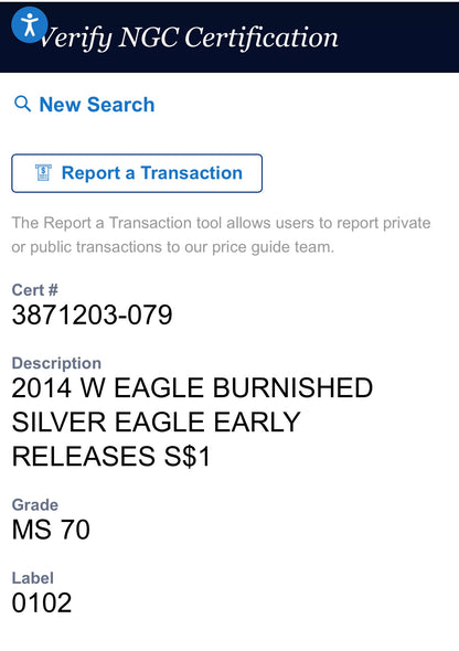 Burnished 2014 (W) $1 American Silver Eagle NGC MS70 Early Releases American Flag Label (1 of 6,552)