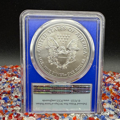2020 $1 American Silver Eagle PCGS MS70 First Strike American Flag Label Blue Holder Mint Condition