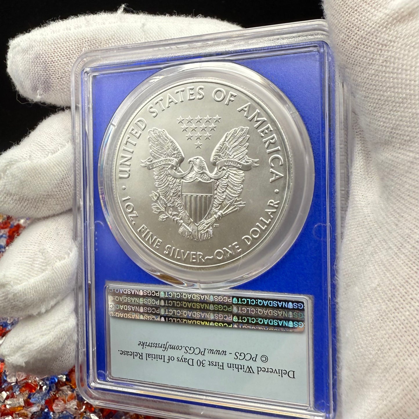 2020 $1 American Silver Eagle PCGS MS70 First Strike American Flag Label Blue Holder Mint Condition
