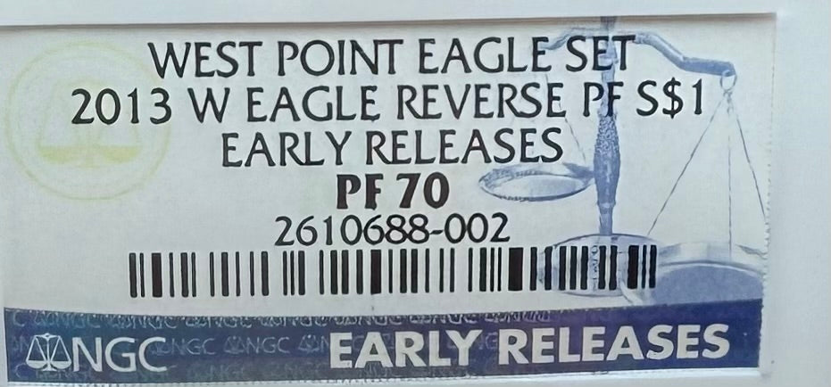 Reverse Proof & Enhanced Finish (2 Coin Set) 2013 (W) $1 American Silver Eagle NGC PF70 Early Releases White Core Holder Classic Blue Label