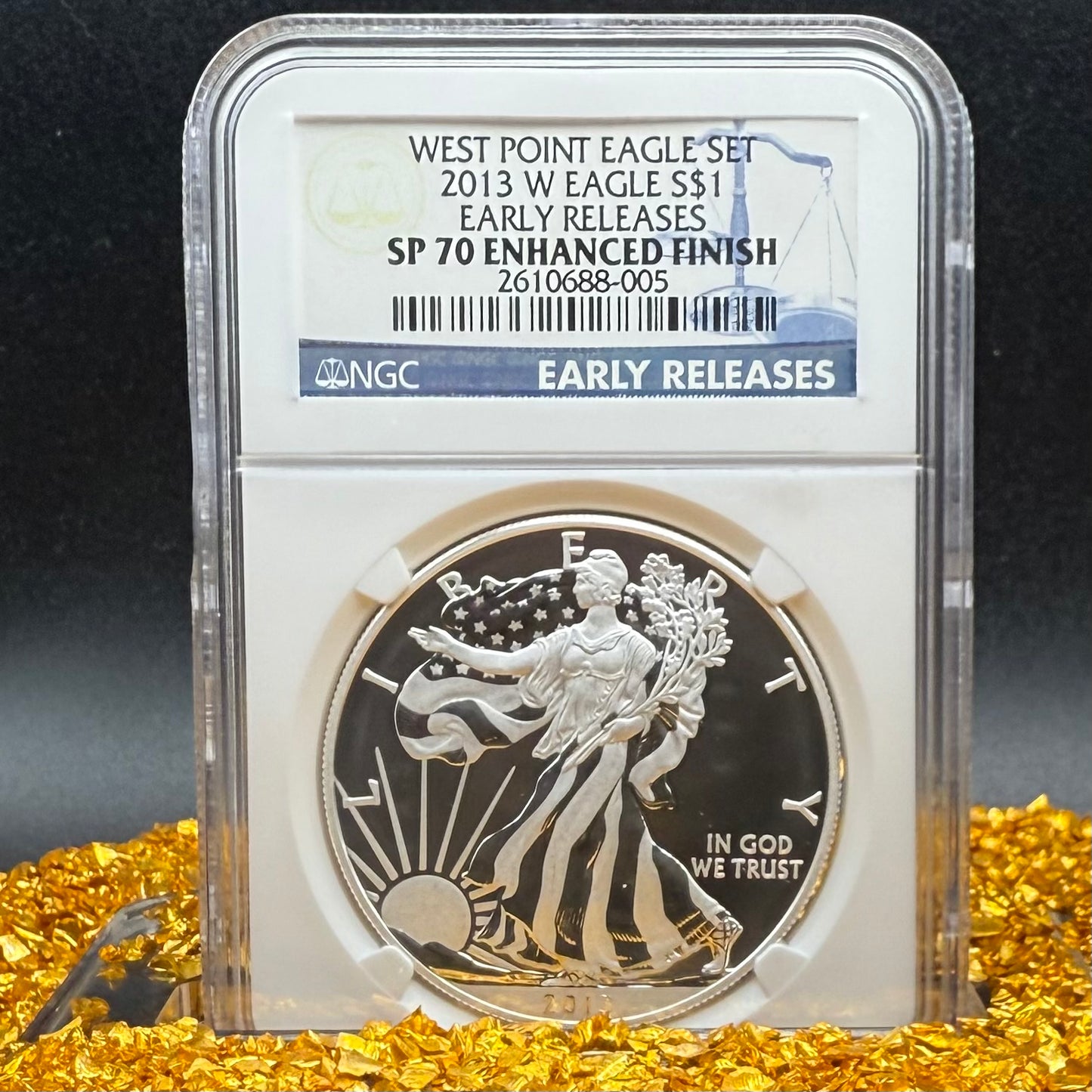 Reverse Proof & Enhanced Finish (2 Coin Set) 2013 (W) $1 American Silver Eagle NGC PF70 Early Releases White Core Holder Classic Blue Label