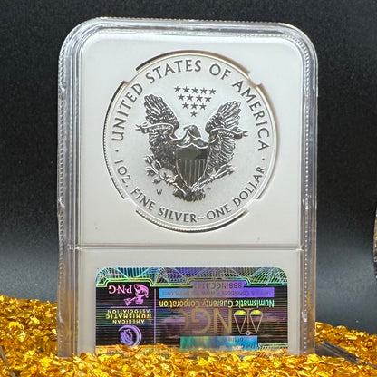 Reverse Proof & Enhanced Finish (2 Coin Set) 2013 (W) $1 American Silver Eagle NGC PF70 Early Releases White Core Holder Classic Blue Label