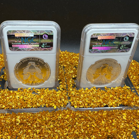 Reverse Proof & Enhanced Finish (2 Coin Set) 2013 (W) $1 American Silver Eagle NGC PF70 Early Releases White Core Holder Classic Blue Label