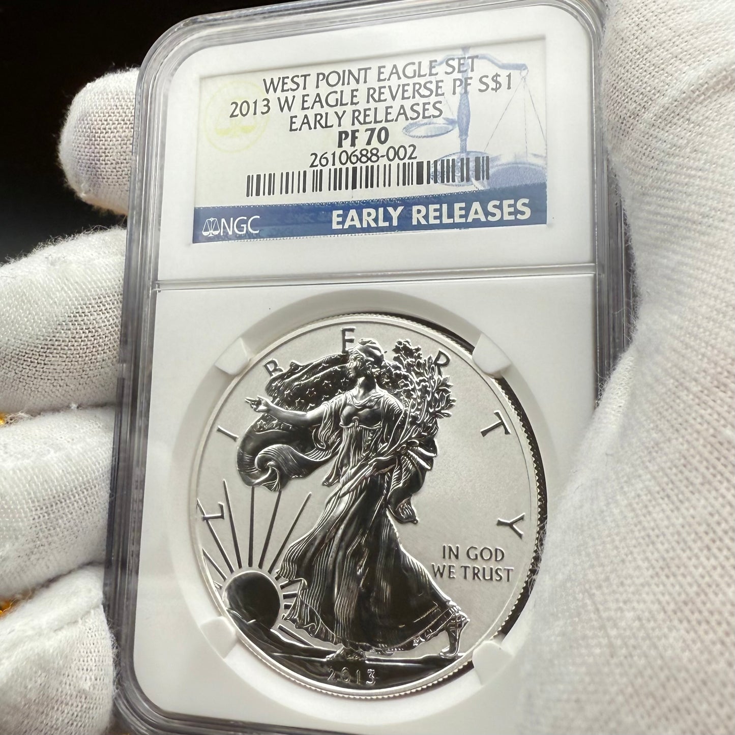 Reverse Proof & Enhanced Finish (2 Coin Set) 2013 (W) $1 American Silver Eagle NGC PF70 Early Releases White Core Holder Classic Blue Label