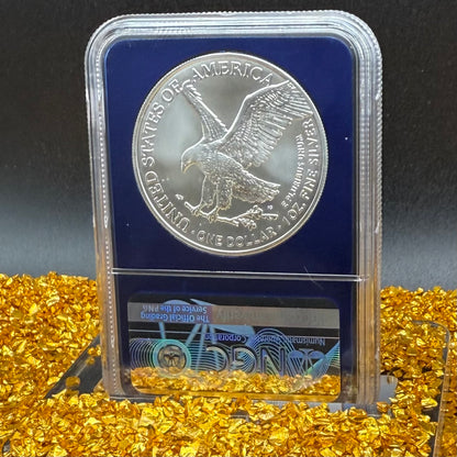 2021 T-2 $1 American Silver Eagle NGC MS70 First Releases Classic Blue Label in Blue Foil Holder Rare!