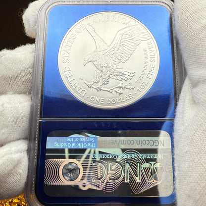 2021 T-2 $1 American Silver Eagle NGC MS70 First Releases Classic Blue Label in Blue Foil Holder Rare!