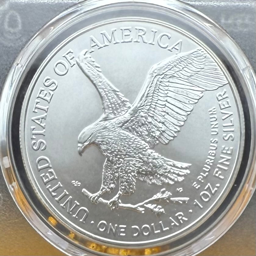 2023 $1 (W) American Silver Eagle PCGS MS70 First Strike Gold Foil Label (Rare 1 of 2,023)