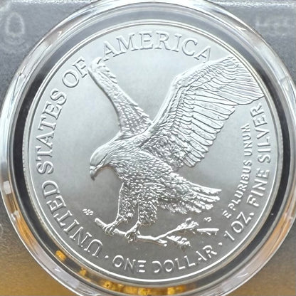 2023 $1 (W) American Silver Eagle PCGS MS70 First Strike Gold Foil Label (Rare 1 of 2,023)