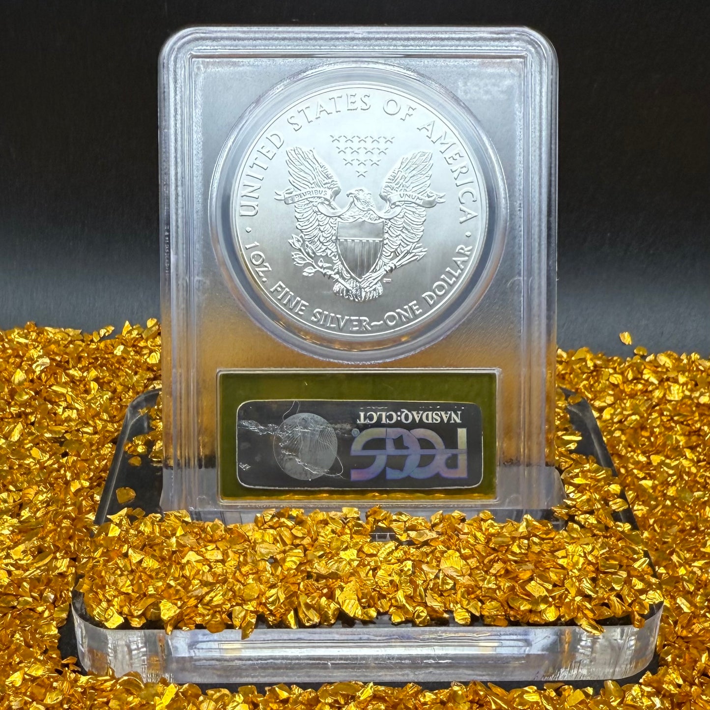 2014 $1 (W) American Silver Eagle PCGS MS70 First Strike Gold Foil Label Rare!