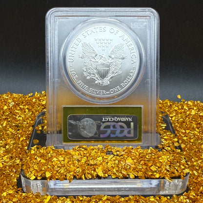2014 $1 (W) American Silver Eagle PCGS MS70 First Strike Gold Foil Label Rare!