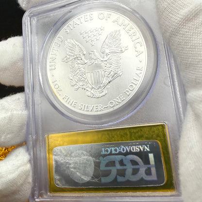 2014 $1 (W) American Silver Eagle PCGS MS70 First Strike Gold Foil Label Rare!