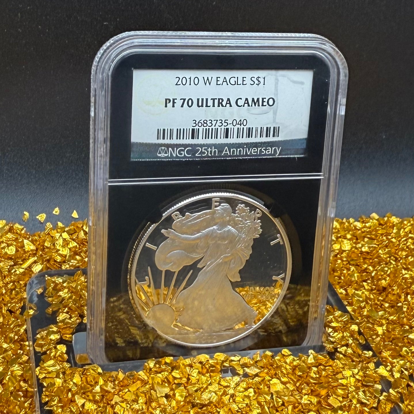 Proof 2010 (W) $1 American Silver Eagle NGC PF70 Black Holder Classic Blue Label 25th Anniversary (1 of 9,023)