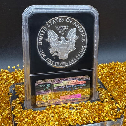 Proof 2010 (W) $1 American Silver Eagle NGC PF70 Black Holder Classic Blue Label 25th Anniversary (1 of 9,023)