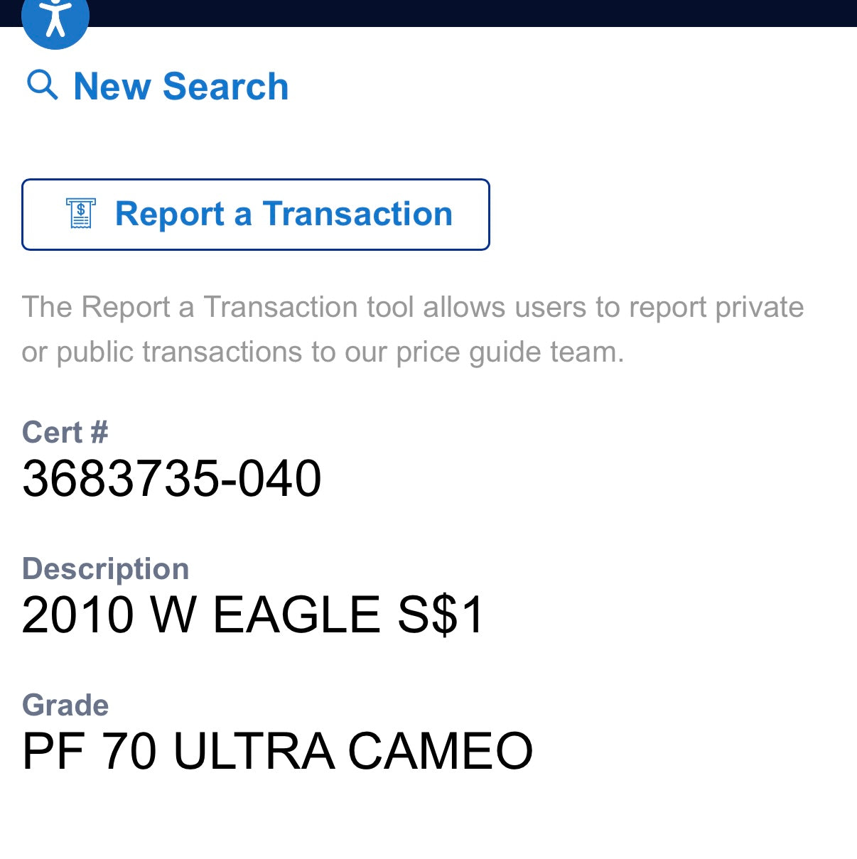 Proof 2010 (W) $1 American Silver Eagle NGC PF70 Black Holder Classic Blue Label 25th Anniversary (1 of 9,023)