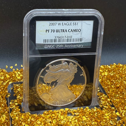 Proof 2007 (W) $1 American Silver Eagle NGC PF70UC Classic Blue Label Black Holder (1 of 10,245)