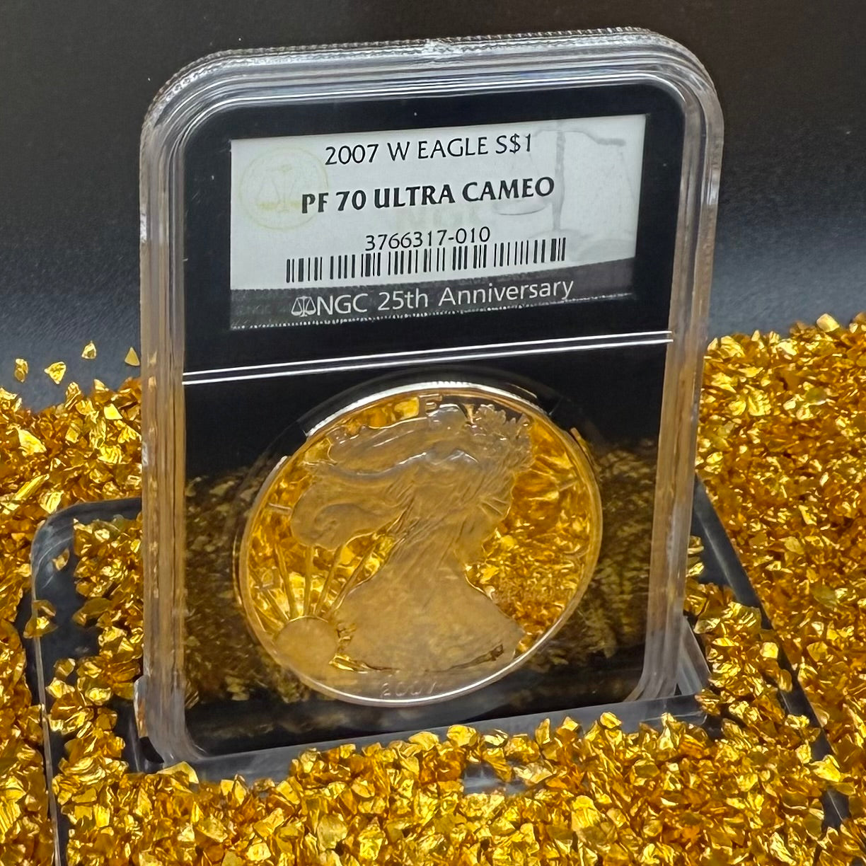 Proof 2007 (W) $1 American Silver Eagle NGC PF70UC Classic Blue Label Black Holder (1 of 10,245)