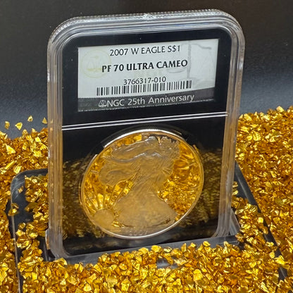 Proof 2007 (W) $1 American Silver Eagle NGC PF70UC Classic Blue Label Black Holder (1 of 10,245)