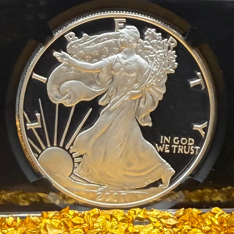 Proof 2007 (W) $1 American Silver Eagle NGC PF70UC Classic Blue Label Black Holder (1 of 10,245)