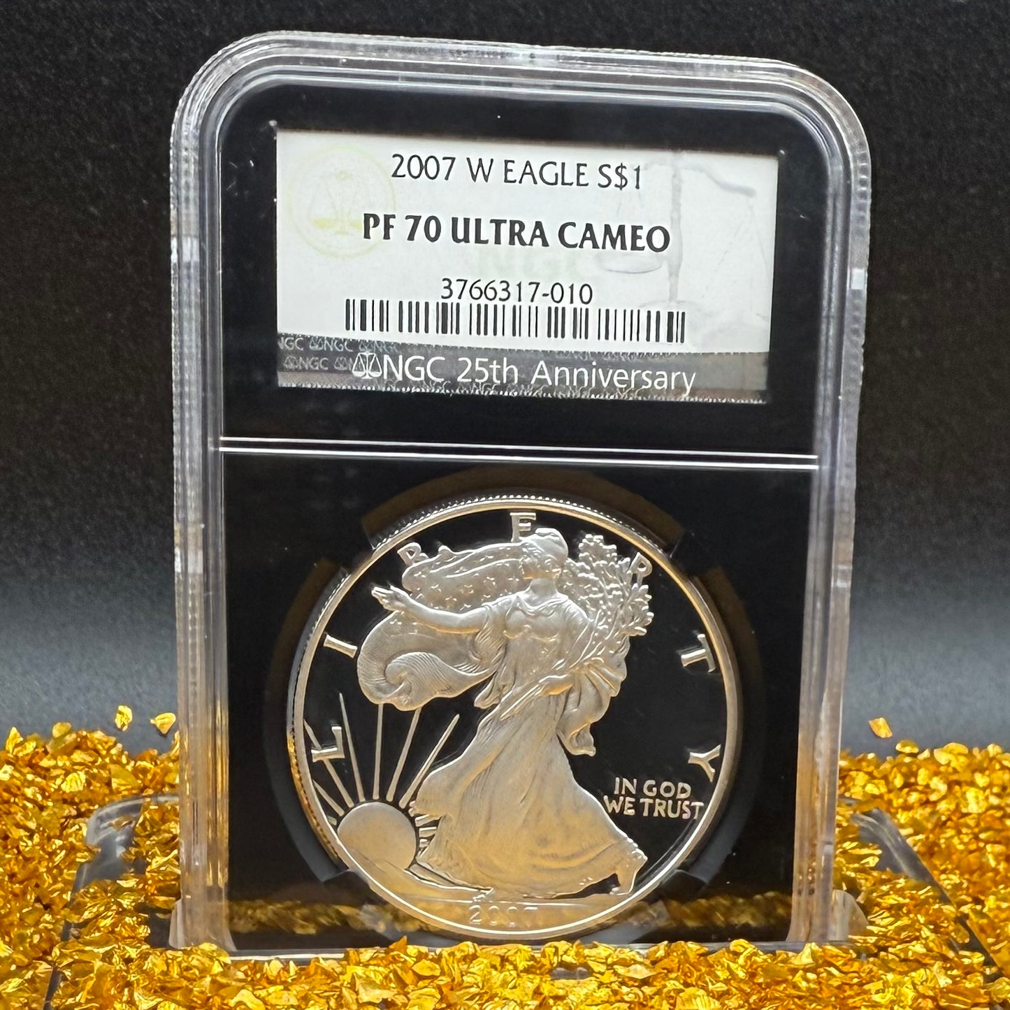 Proof 2007 (W) $1 American Silver Eagle NGC PF70UC Classic Blue Label Black Holder (1 of 10,245)