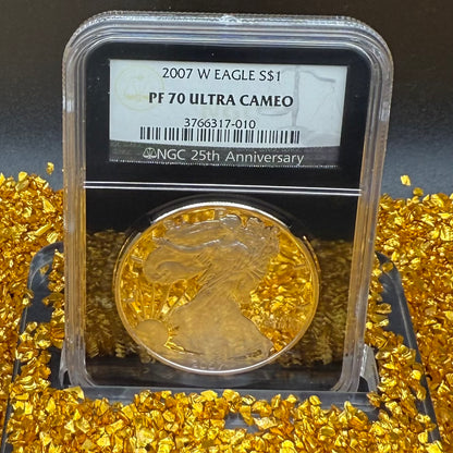 Proof 2007 (W) $1 American Silver Eagle NGC PF70UC Classic Blue Label Black Holder (1 of 10,245)