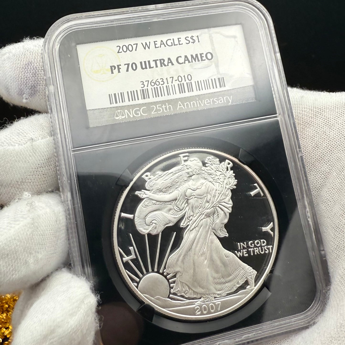 Proof 2007 (W) $1 American Silver Eagle NGC PF70UC Classic Blue Label Black Holder (1 of 10,245)