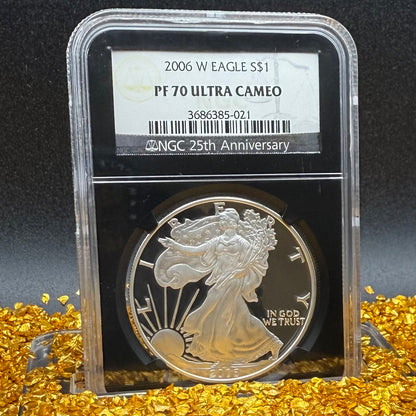 Proof 2006 (W) $1 American Silver Eagle NGC PF70UC Classic Blue Label Black Holder (1 of 21,920)
