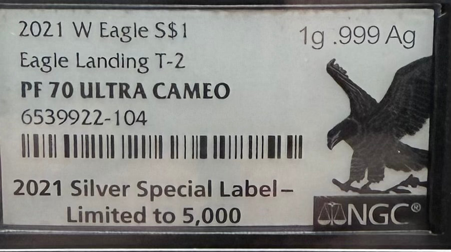 Proof 2021 (W) $1 American Silver Eagle NGC PF70UC T-2 Special Edition Label (1 of 5,000)