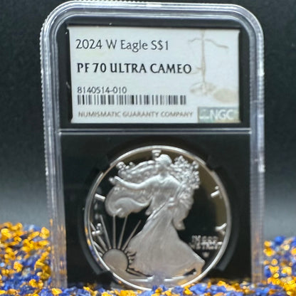Proof 2024 (W) $1 American Silver Eagle NGC PF70 Modern Brown Label Mint Condition (1 of 3,472)