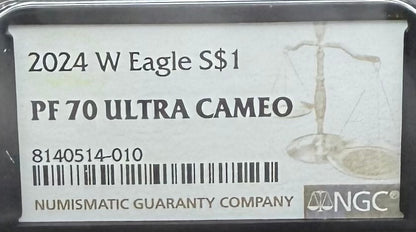 Proof 2024 (W) $1 American Silver Eagle NGC PF70 Modern Brown Label Mint Condition (1 of 3,472)