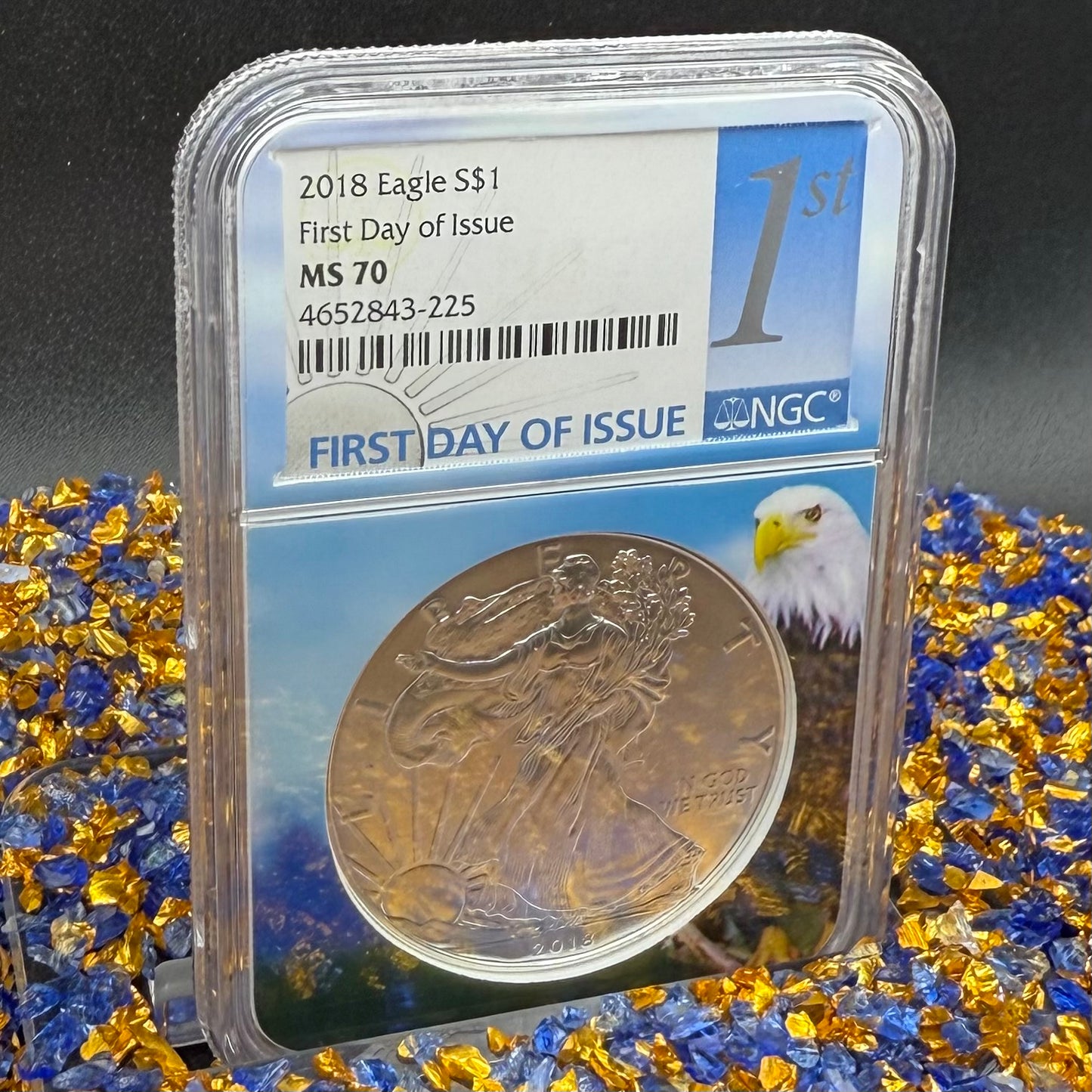 2018 $1 American Silver Eagle NGC MS70 First Day of Issue Eagle Holder Mint Condition (1 of 13,313)