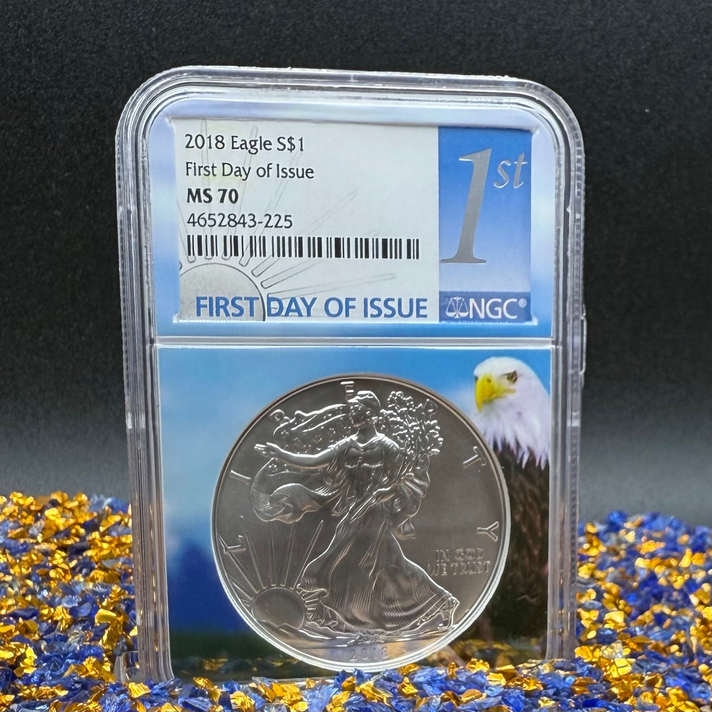2018 $1 American Silver Eagle NGC MS70 First Day of Issue Eagle Holder Mint Condition (1 of 13,313)