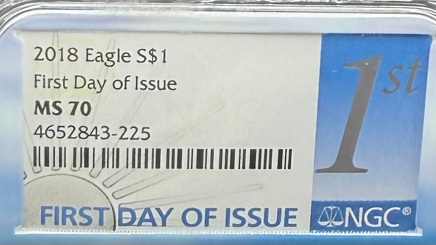 2018 $1 American Silver Eagle NGC MS70 First Day of Issue Eagle Holder Mint Condition (1 of 13,313)