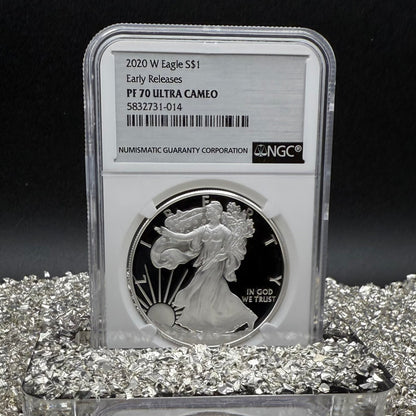 Proof 2020 (W) $1 American Silver Eagle NGC PF70UC Early Releases Stainless Steel Label Mint Condition (1 of 4,472)