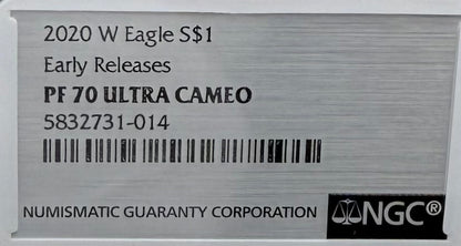 Proof 2020 (W) $1 American Silver Eagle NGC PF70UC Early Releases Stainless Steel Label Mint Condition (1 of 4,472)