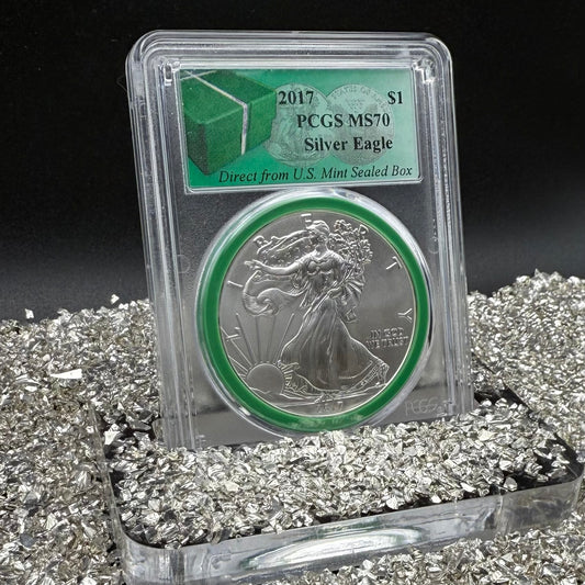 2017 $1 American Silver Eagle PCGS MS70 Business Strike Direct from US Mint Sealed Box Green Mint!