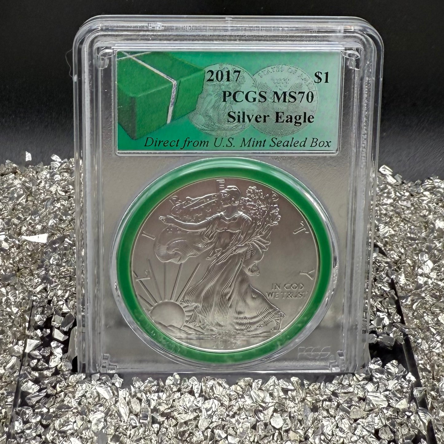 2017 $1 American Silver Eagle PCGS MS70 Business Strike Direct from US Mint Sealed Box Green Mint!