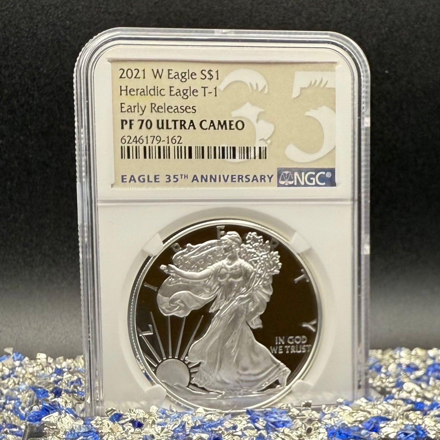 Proof 2021 (W) $1 American Silver Eagle NGC PF70UC Type 1 Early Releases 35th Anniversary Brown Eagle Label Mint Condition (1 of 6983)