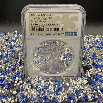 Proof 2021 (W) $1 American Silver Eagle NGC PF70UC Type 1 Early Releases 35th Anniversary Brown Eagle Label Mint Condition (1 of 6983)