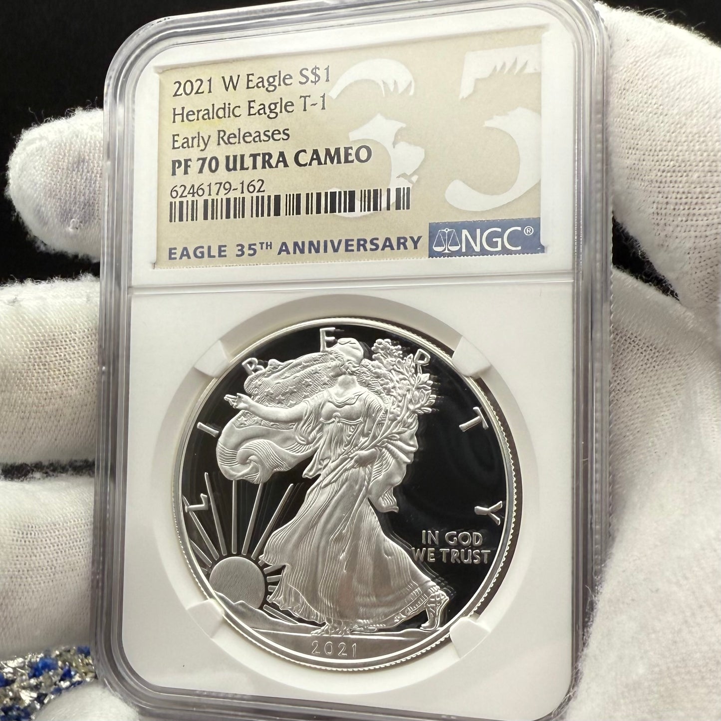 Proof 2021 (W) $1 American Silver Eagle NGC PF70UC Type 1 Early Releases 35th Anniversary Brown Eagle Label Mint Condition (1 of 6983)