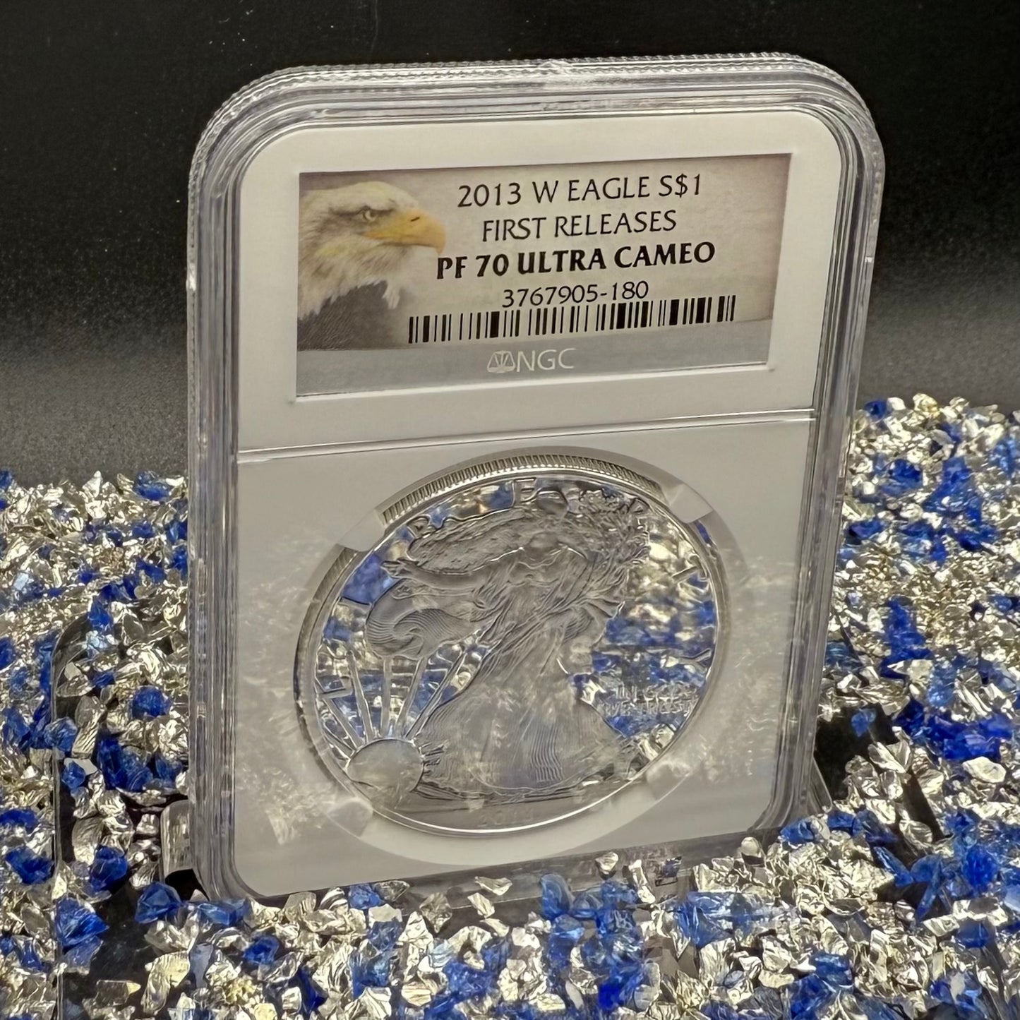 Proof 2013 (W) $1 American Silver Eagle NGC PF70UC First Releases Eagle Label White Holder (1 of 5,212)